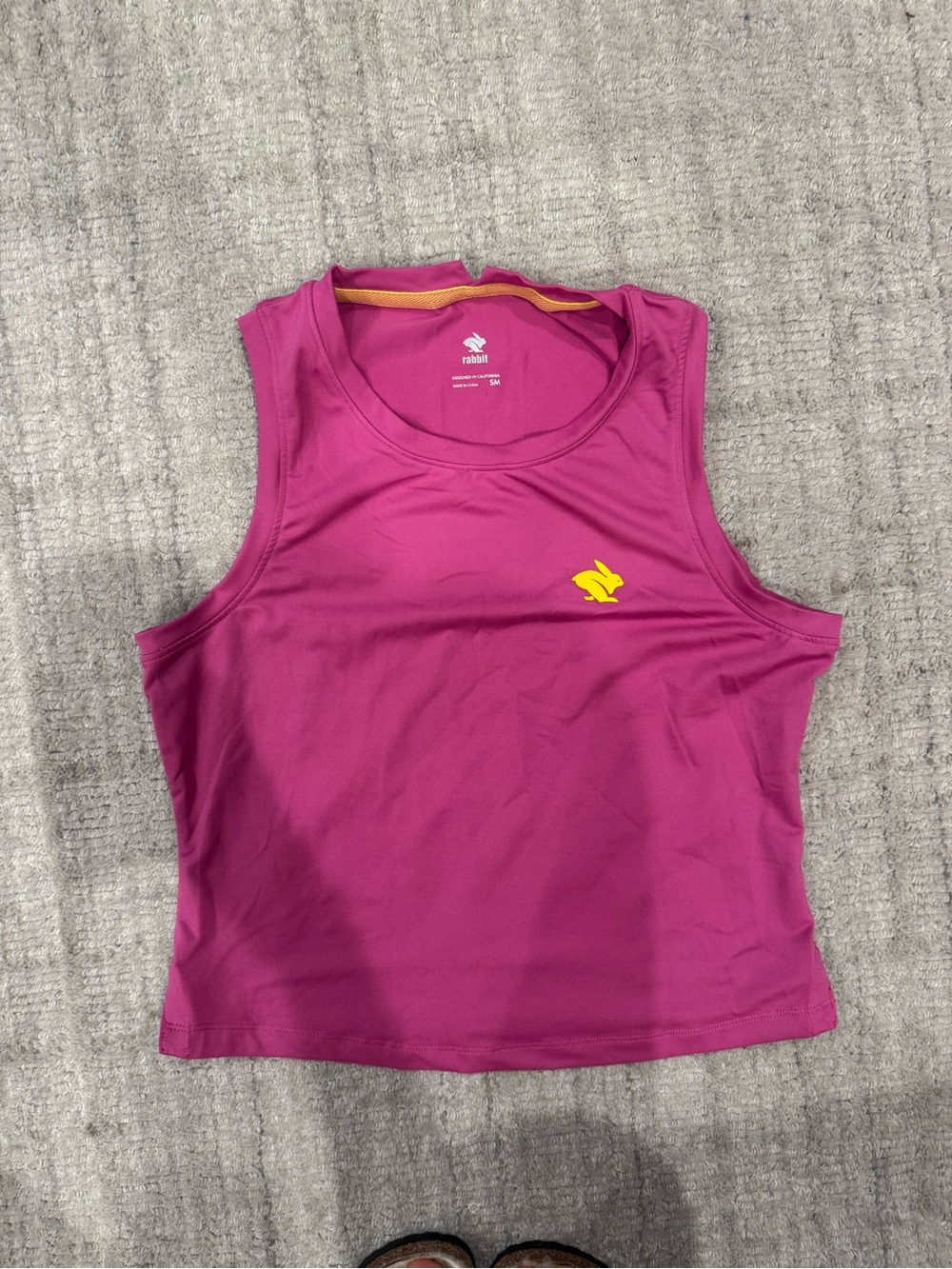 Women's rabbit Magenta Athletic Tank Top with Yellow Logo muscle top